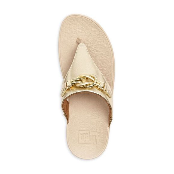 NWT FIT FLOP Womens Gold 1" Platform Lulu Wedge  Leather Thong Sandals 10 - Picture 4 of 5